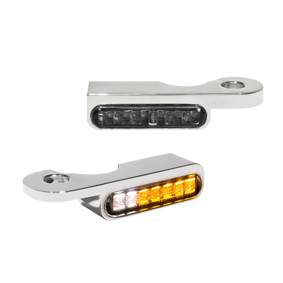 HeinzBikes 'Stripes' below bar turn signals - Chrome with PL