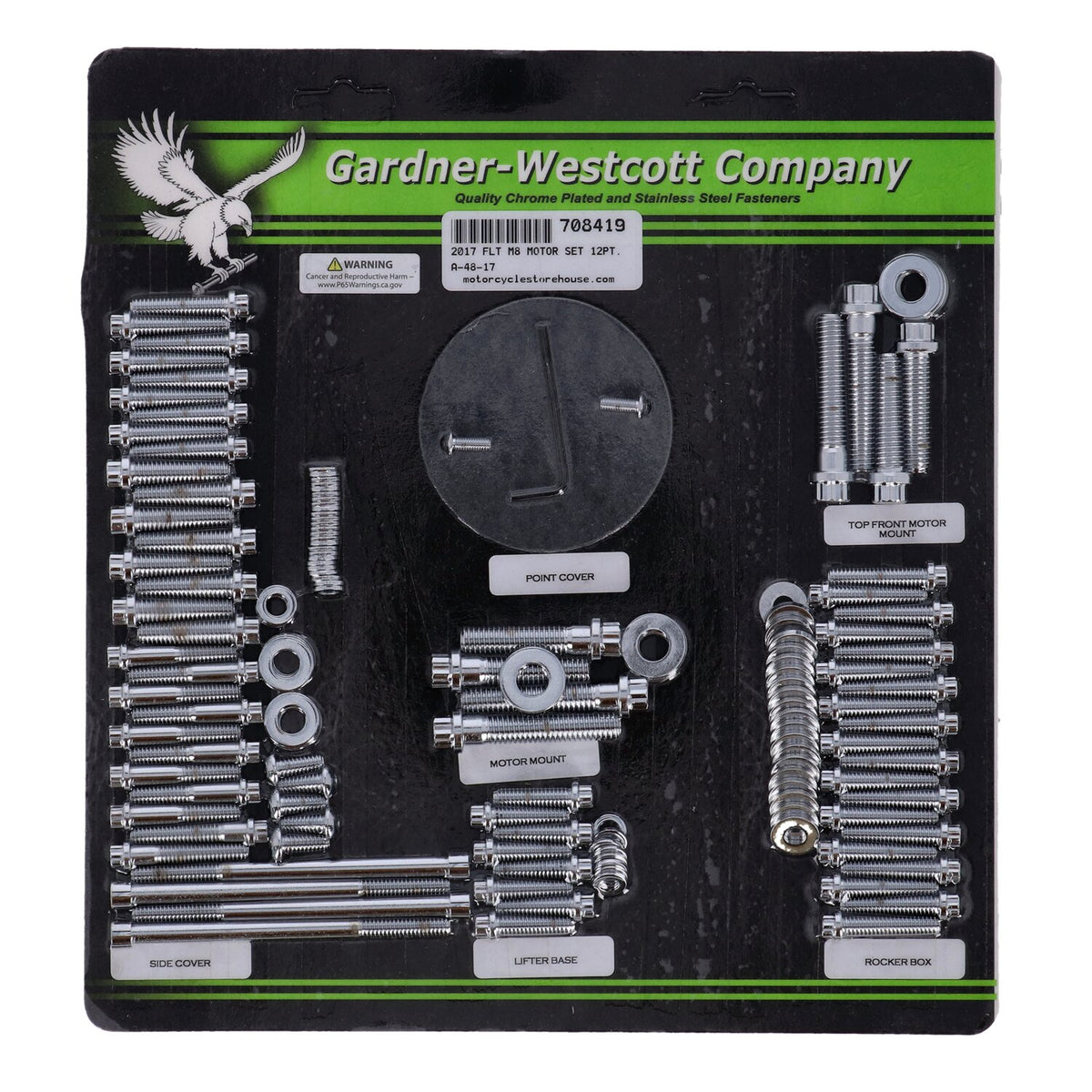 Gardner-Westcott motor engine set - 12 point bolts - Chrome