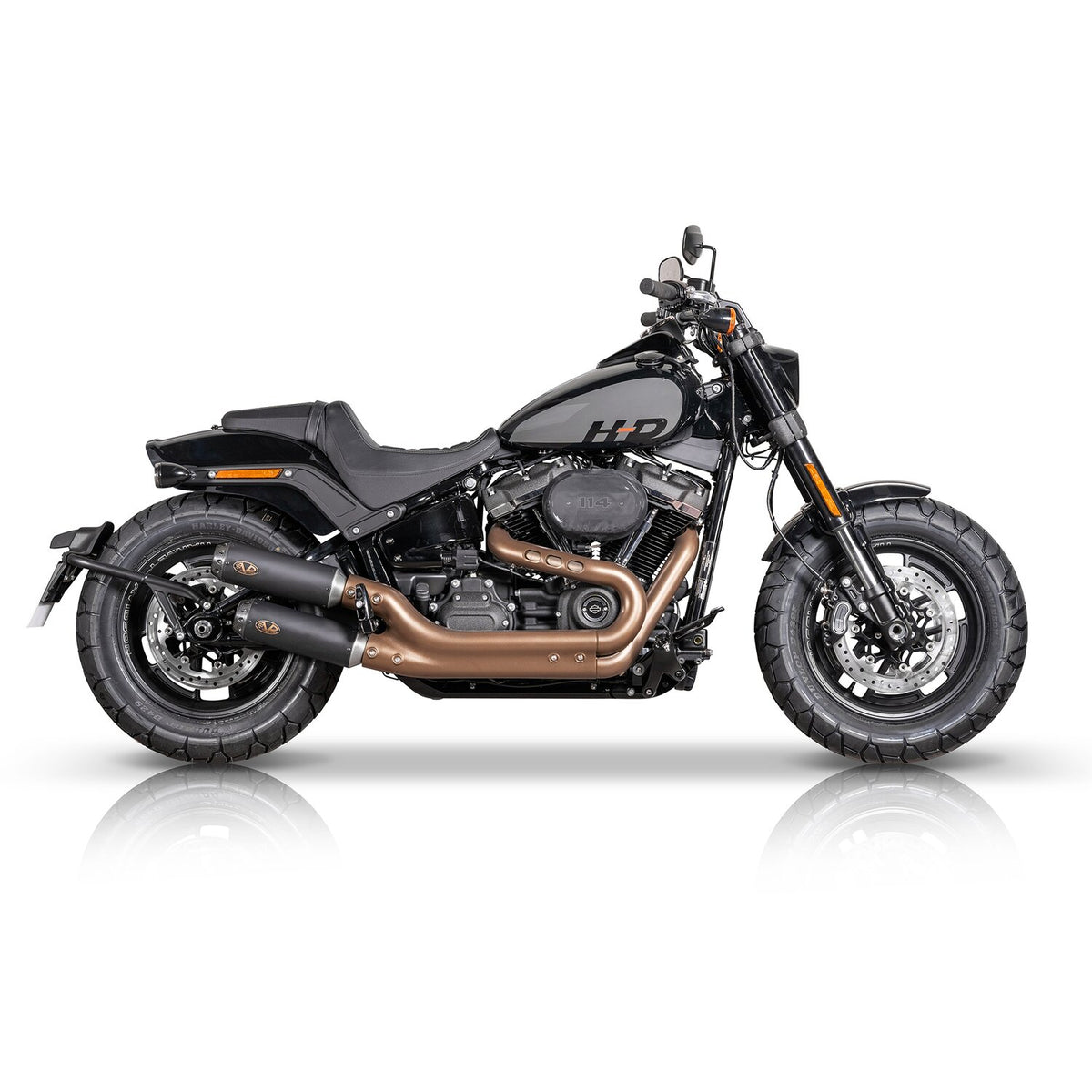 V Performance 'Tracker' slip-on muffler set Fat Bob - Black