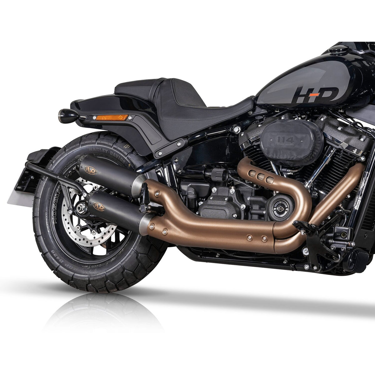 V Performance 'Tracker' slip-on muffler set Fat Bob - Black