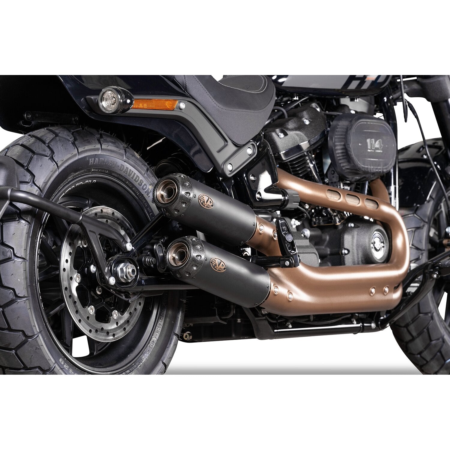 V Performance 'Tracker' slip-on muffler set Fat Bob - Black