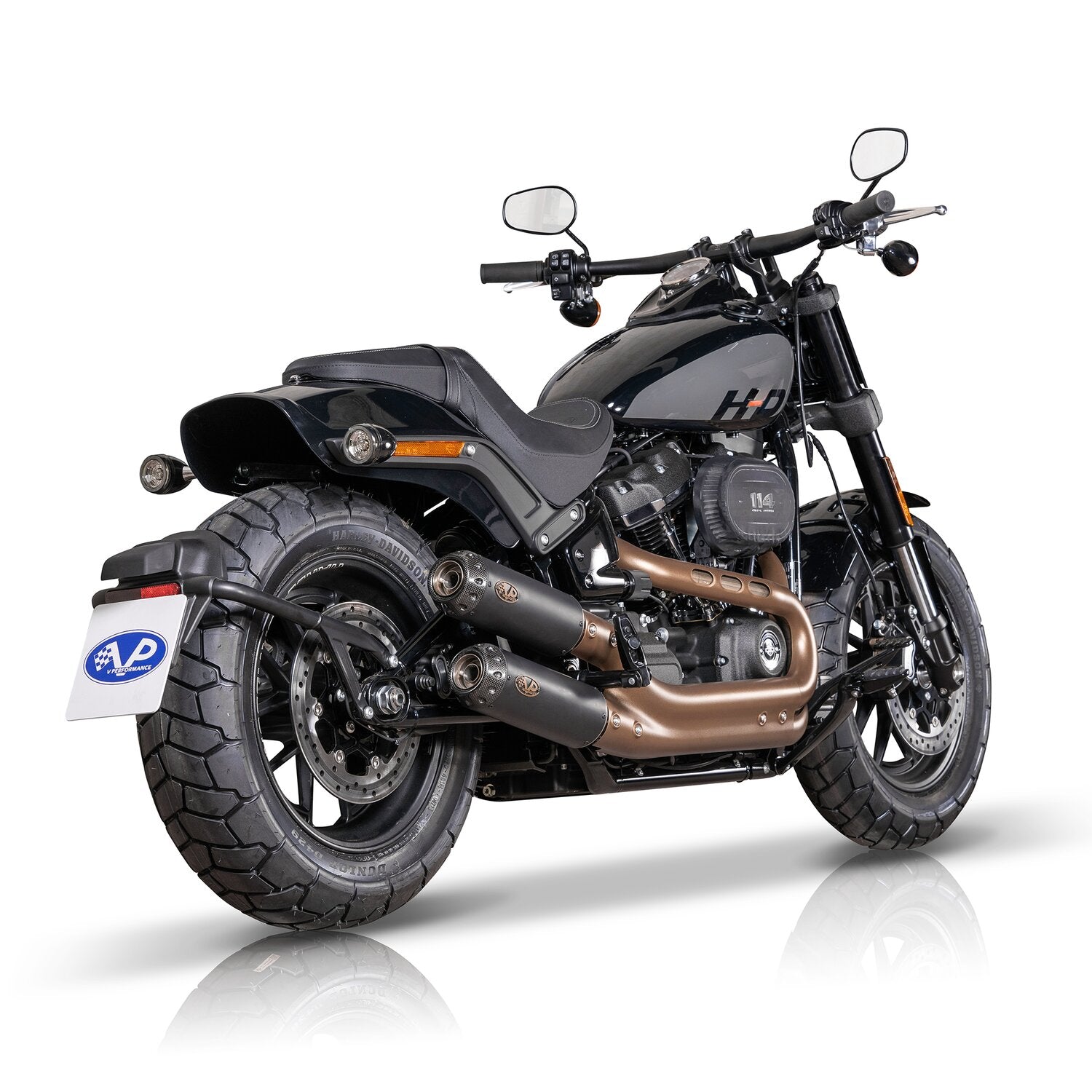 V Performance 'Tracker' slip-on muffler set Fat Bob - Black