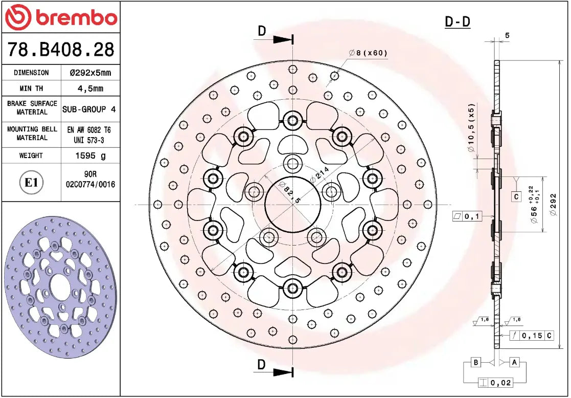 Brembo Serie Oro Prime Line Fixed Brake Rotor - Rear