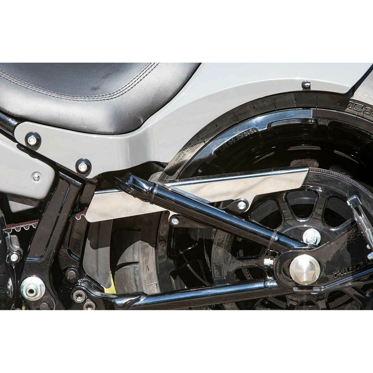 Rick's Motorcycles belt guard no-cut out - Polished