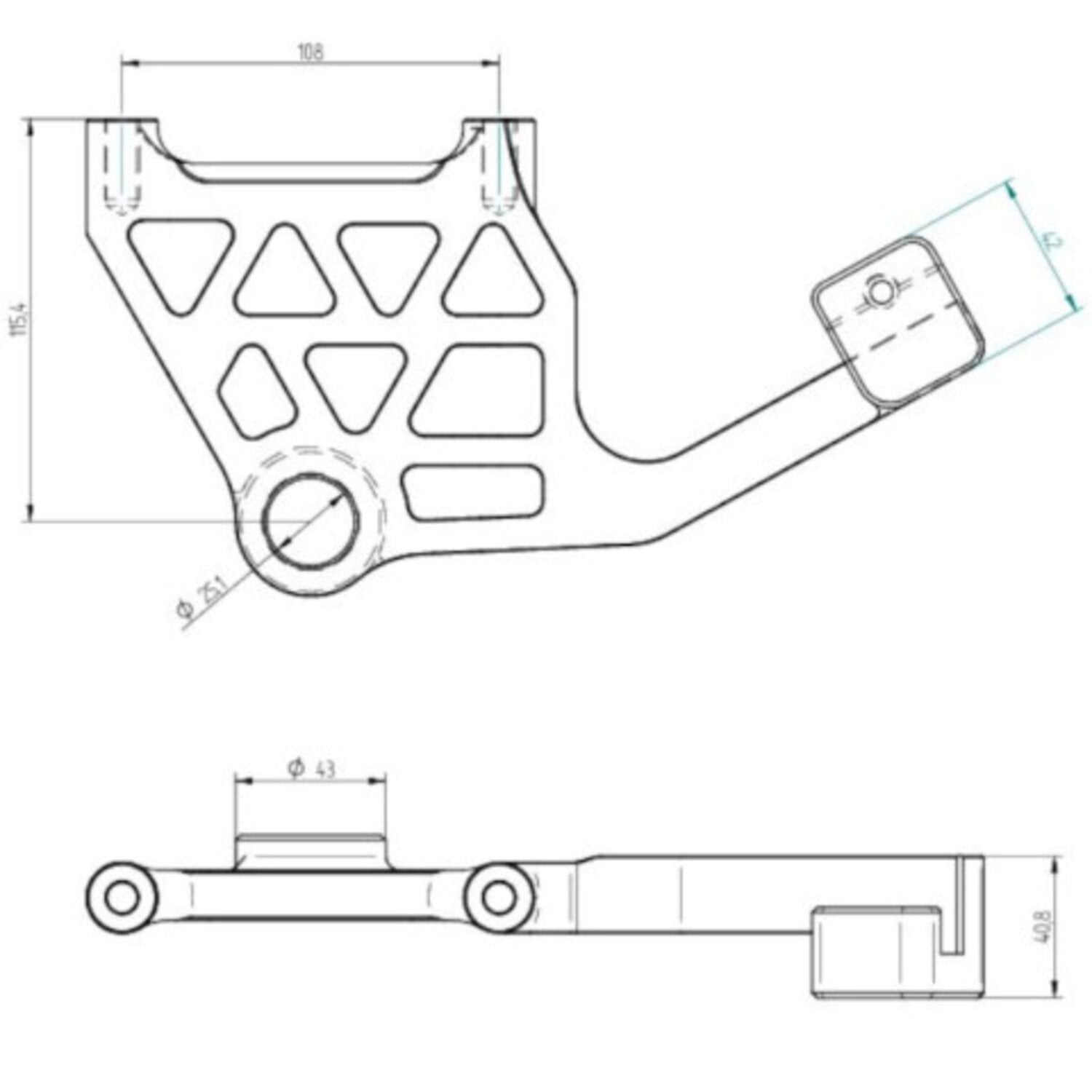 Accossato M8 Touring rear brake caliper bracket - Black