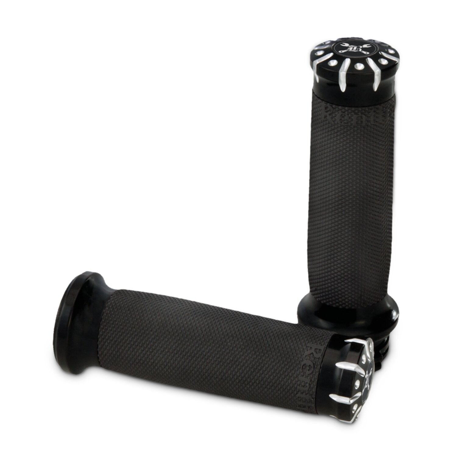 Burly Hawk Billet grip set - Black CC stripes/dots