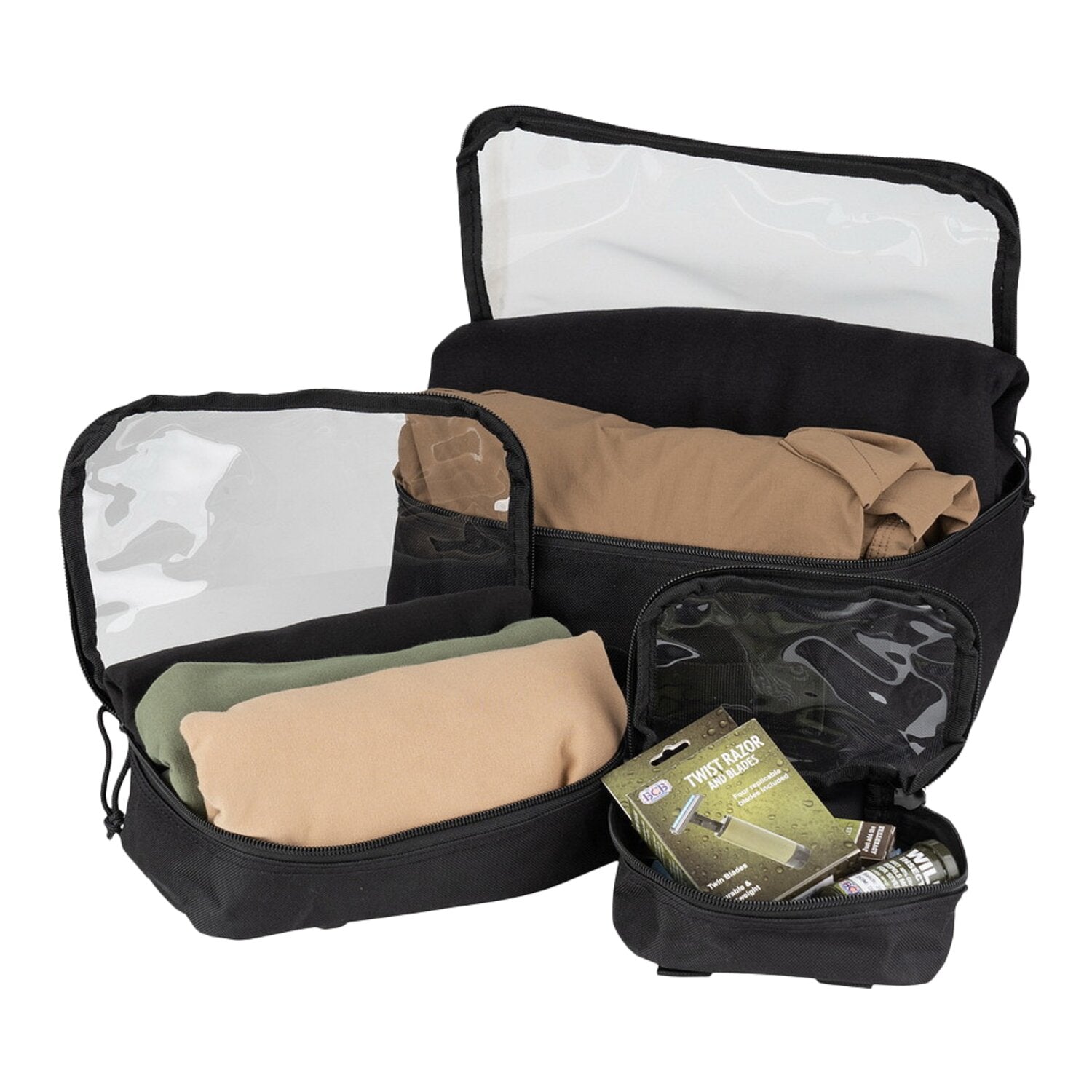 Army Surplus Organizer transparent set 3pcs black
