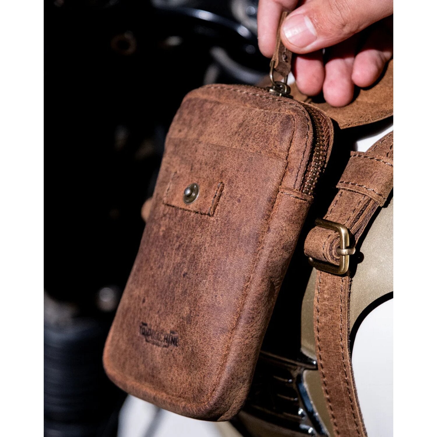 Trip Machine Tank Strap Right Side Fuel Inlet tobacco
