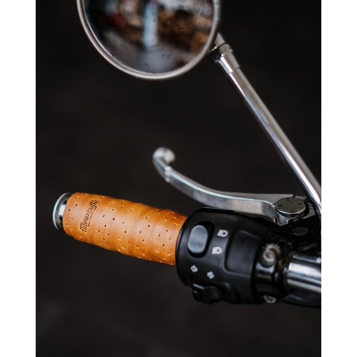 Trip Machine handlebar grip wraps - Vintage Tan perforated