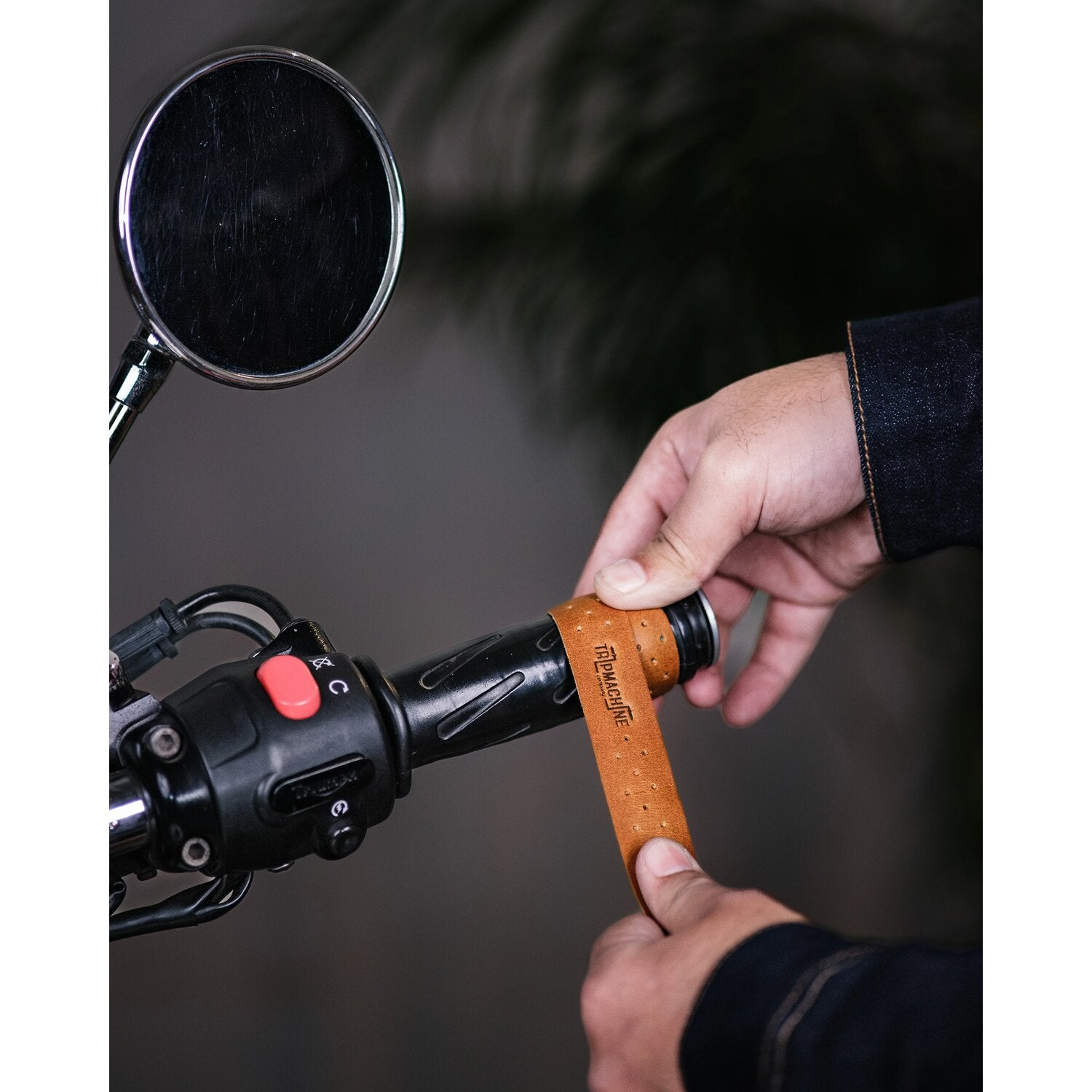 Trip Machine handlebar grip wraps - Vintage Tan perforated