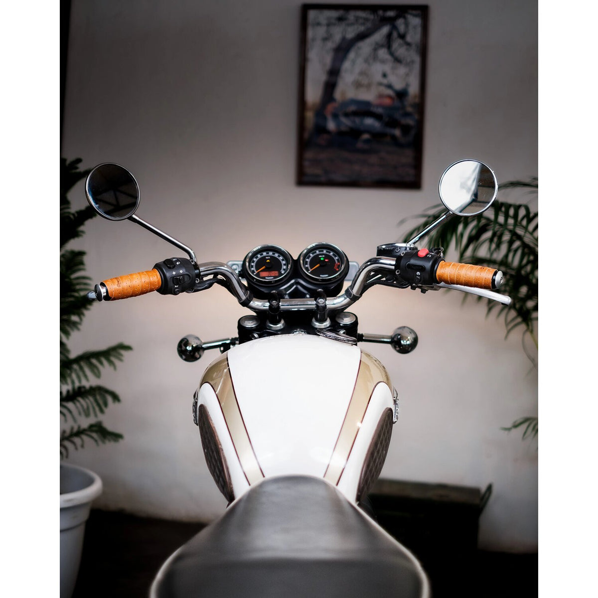 Trip Machine handlebar grip wraps - Vintage Tan perforated