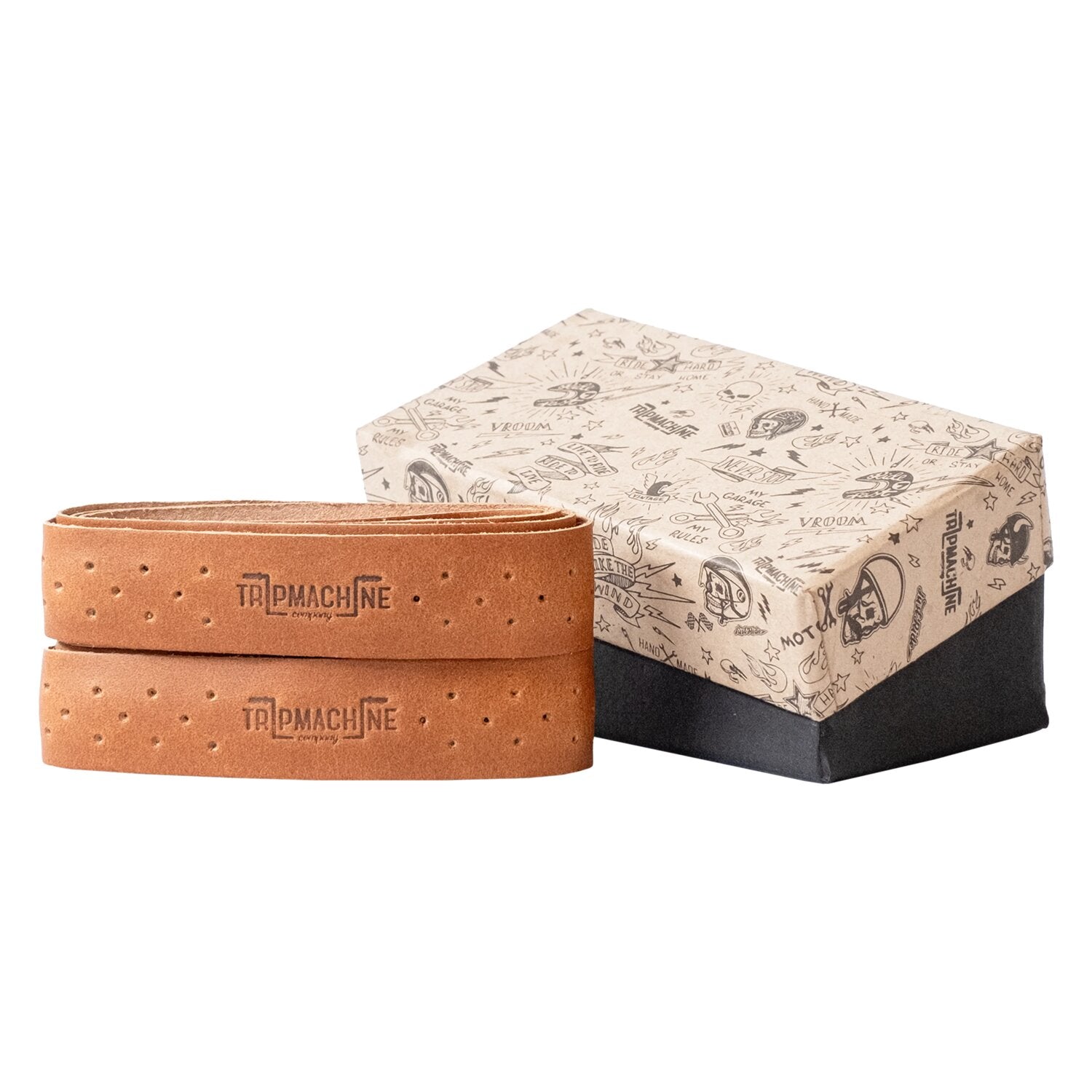 Trip Machine handlebar grip wraps - Vintage Tan perforated