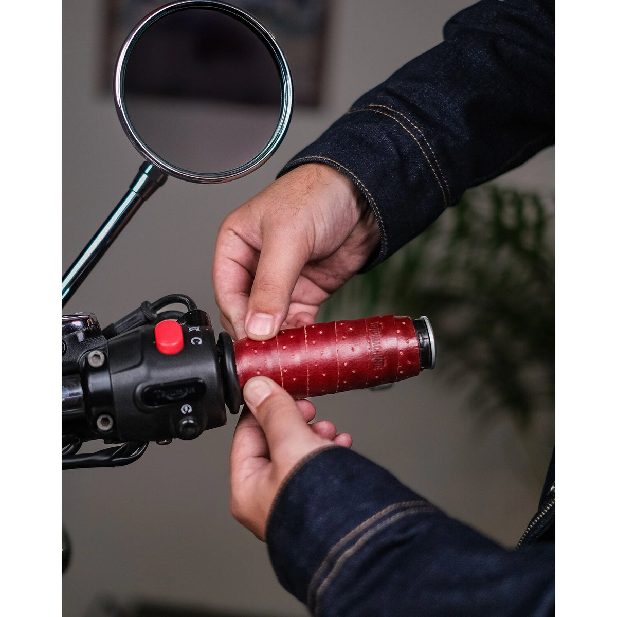 Trip Machine handlebar grip wraps - Cherry Red perforated