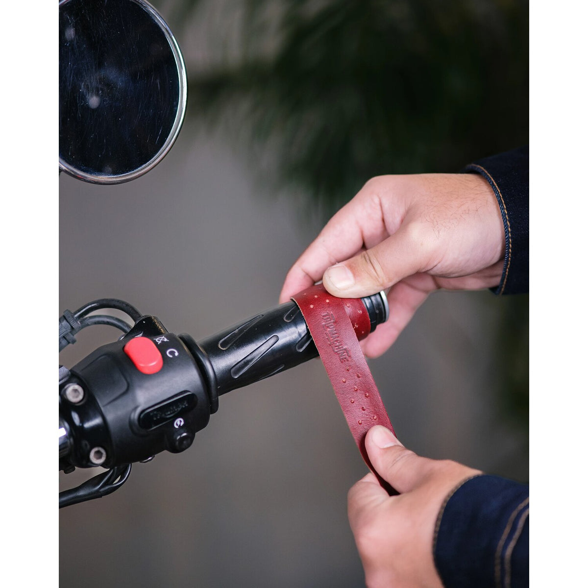 Trip Machine handlebar grip wraps - Cherry Red perforated