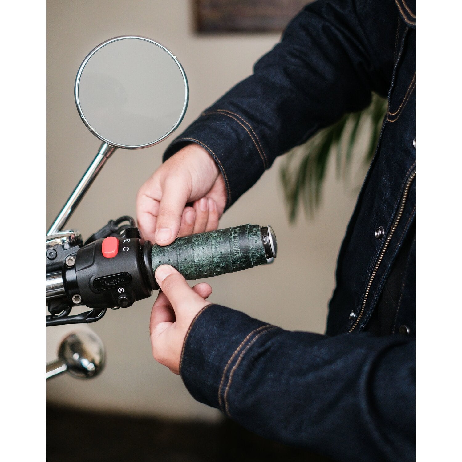Trip Machine handlebar grip wraps - Forest Green perforated