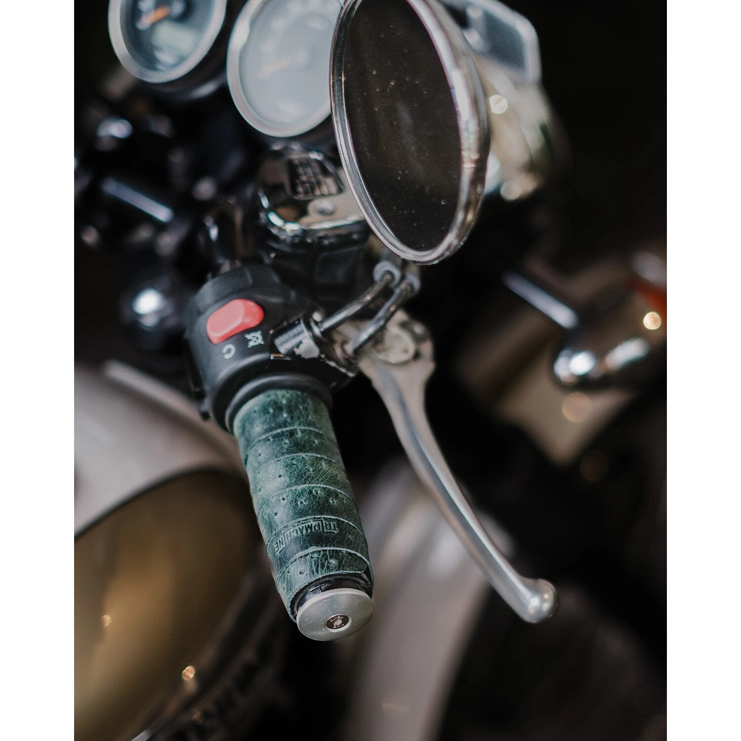 Trip Machine handlebar grip wraps - Forest Green perforated