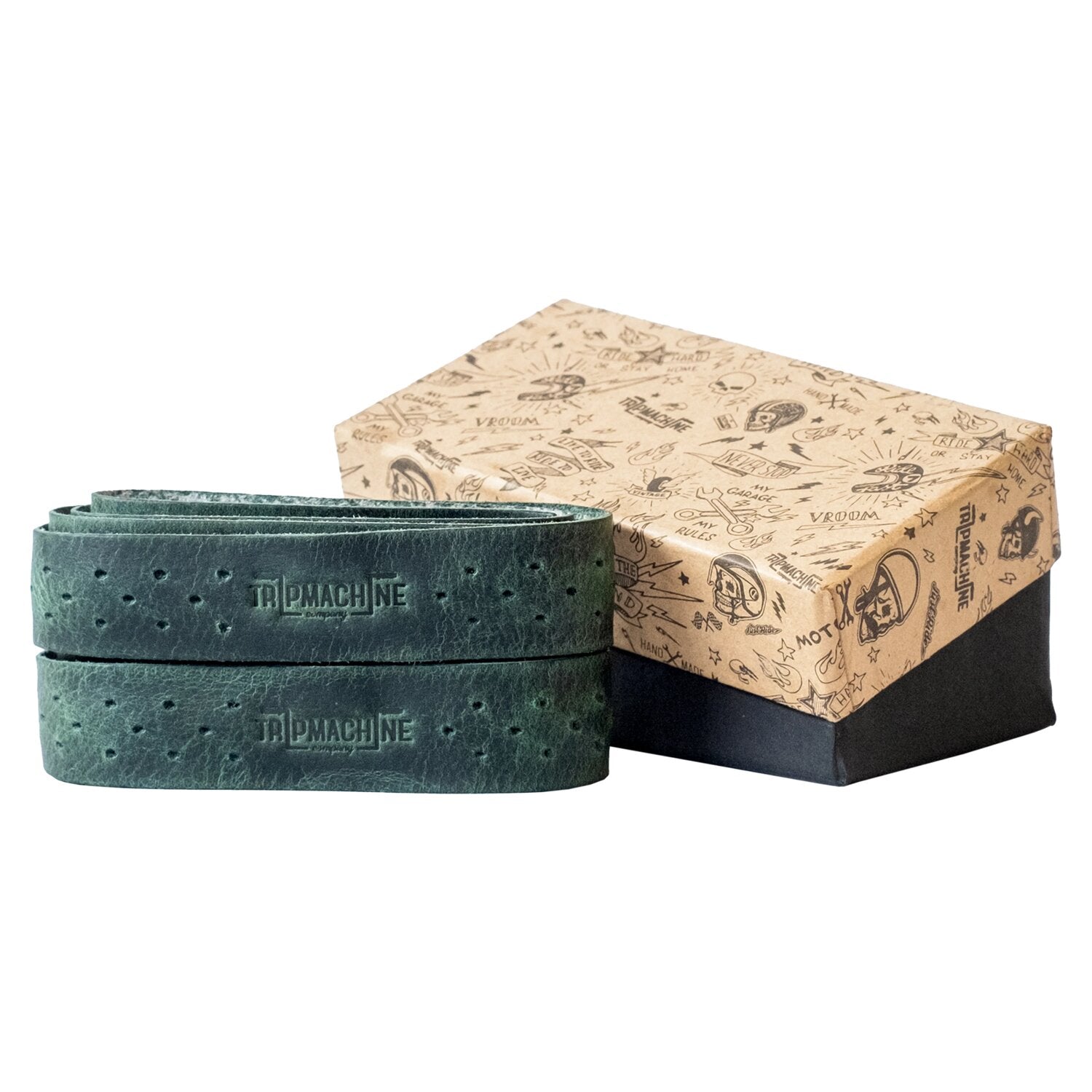 Trip Machine handlebar grip wraps - Forest Green perforated