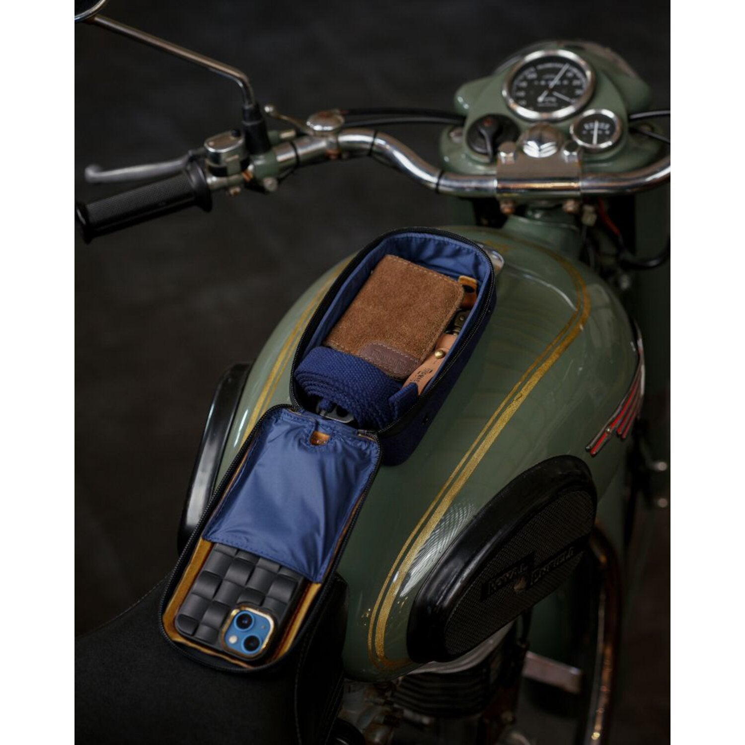 Trip Machine Navigator Case blue & tan