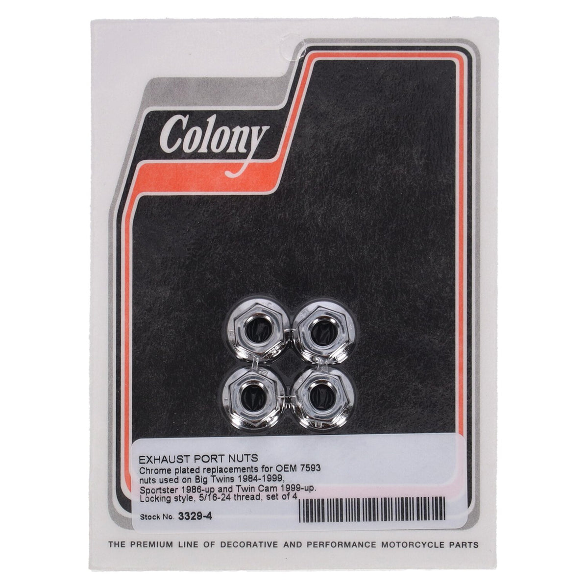 Colony 5/16-24 Exhaust port nut locking - Chrome