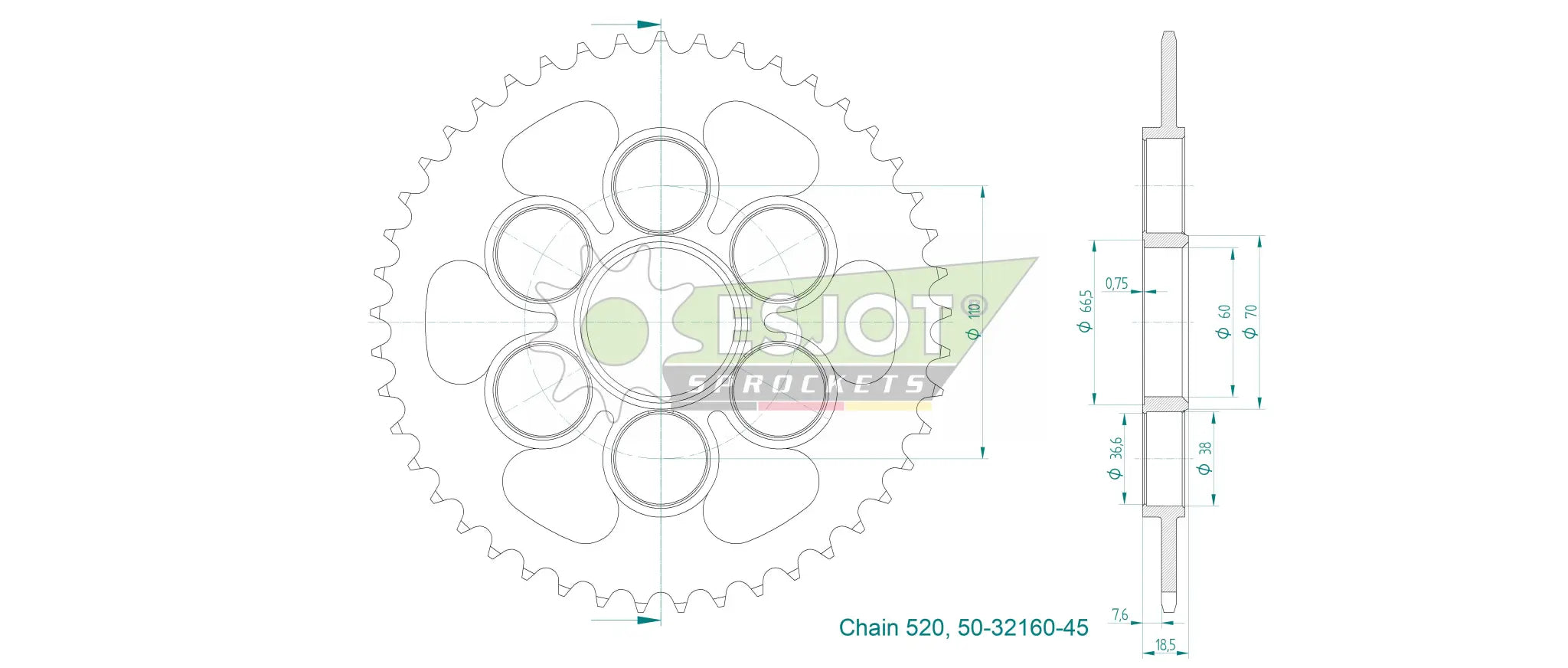 Esjot 520 Sprocket - High-quality Steel Rear Sprocket