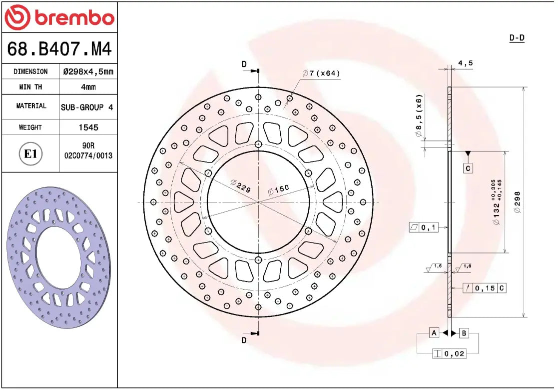 Brembo Serie Oro Prime Line Fixed Brake Rotor - Front