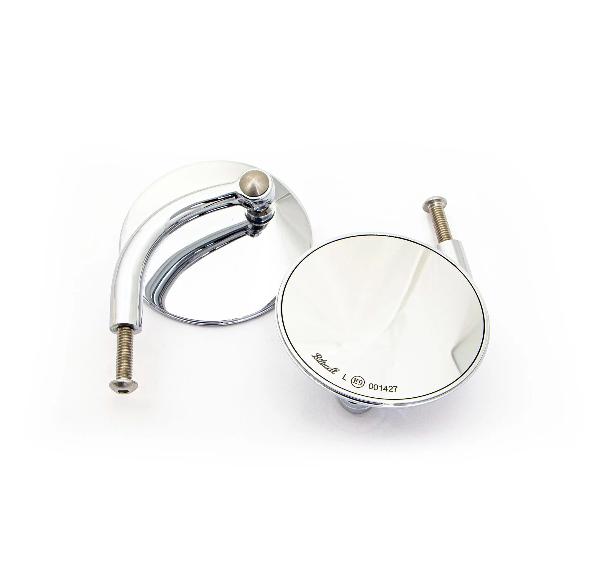 Biltwell Utility Mirror Round - Chrome, Short Arm