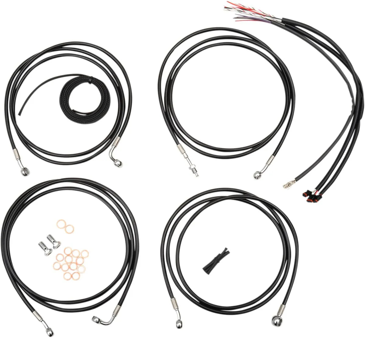 LA CHOPPERS Black Vinyl Handlebar Cable/Brake Line Kit 18"-20"