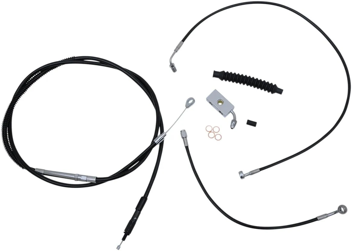 La Choppers Black Braided Handlebar Cable/Brake Line Kit 15-17"