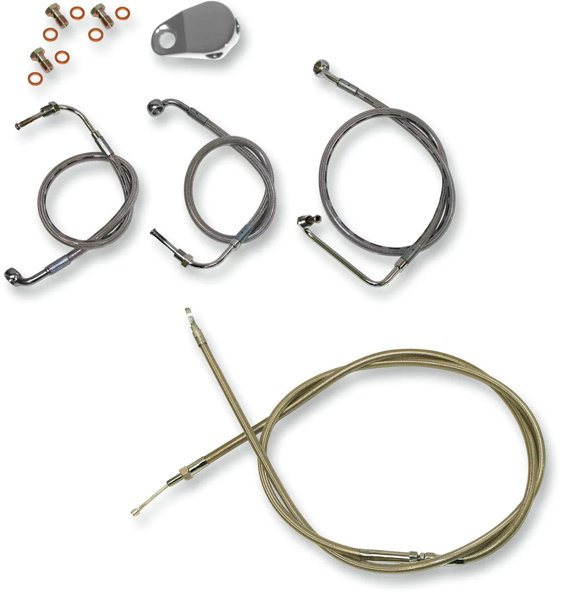 LA CHOPPERS Standard Stainless Braided Handlebar Cable Kit for