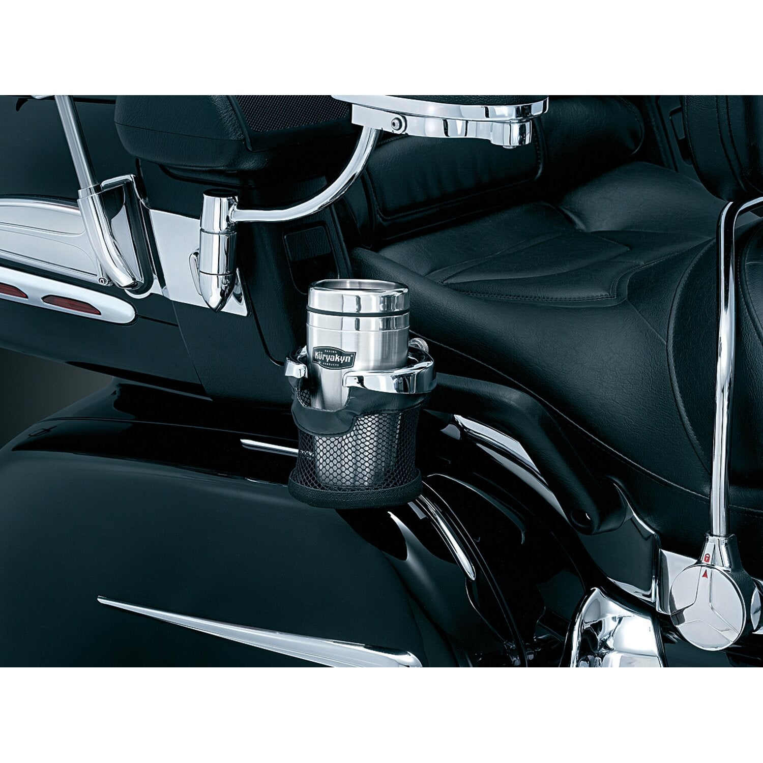 Kuryakyn Passenger drink holder w/mesh basket