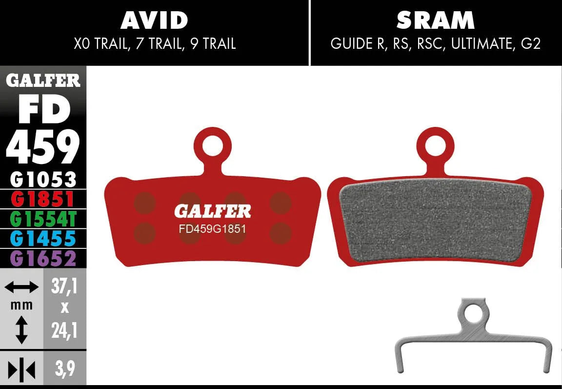Galfer G1851 Advanced Semi-Metallic Brake Pads for Avid/SRAM