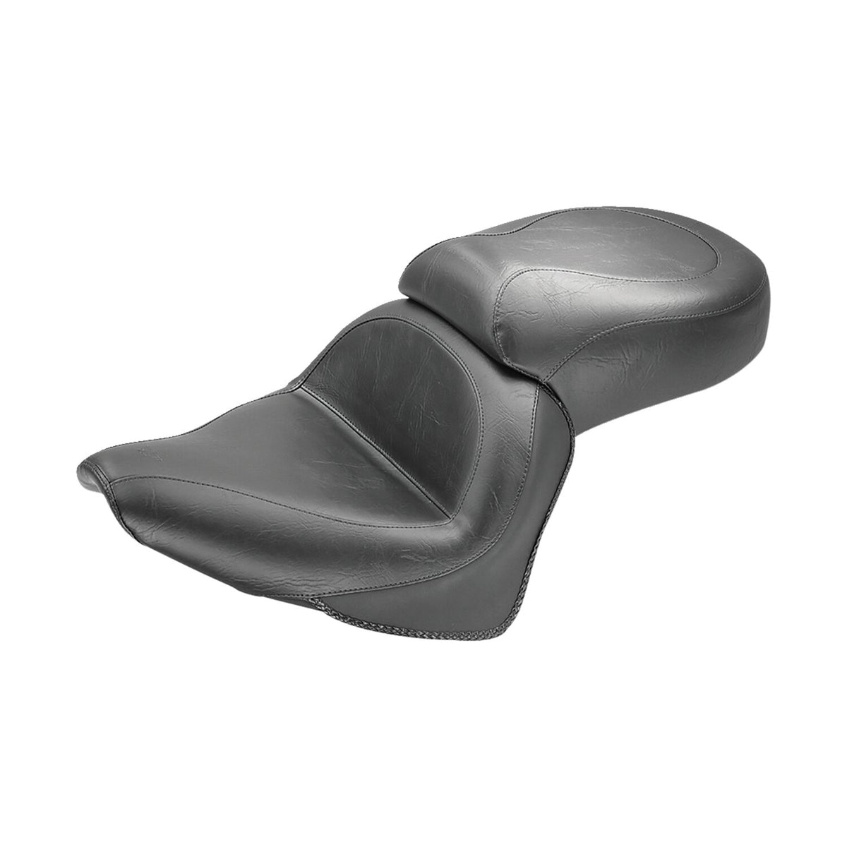 Mustang 1-piece 2-up wide touring vintage seat plain black