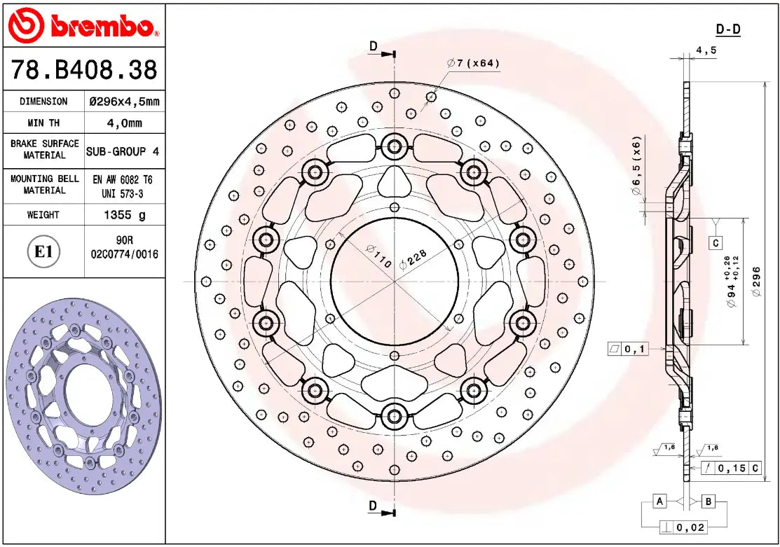 Brembo Serie Oro Floating Brake Rotor - Front
