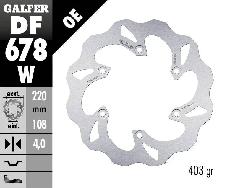 Galfer Wave Brake Rotor For Motorcycle - Rear