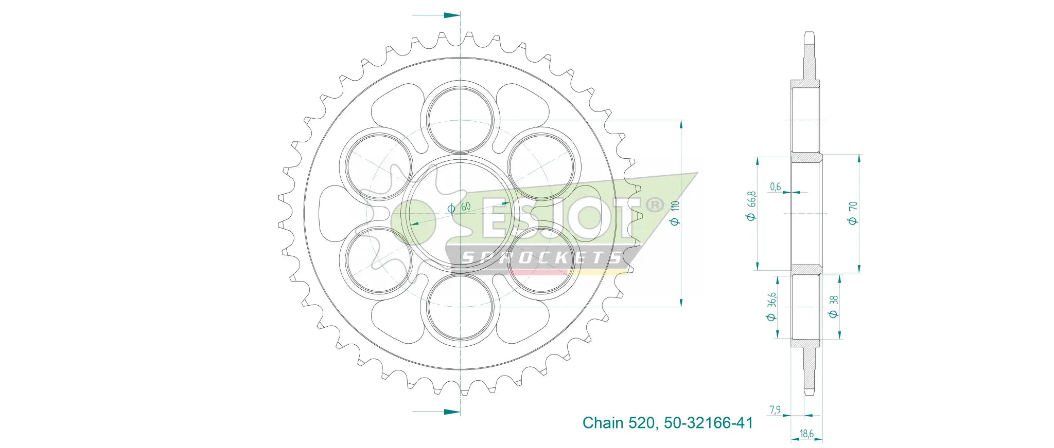 Esjot 520 Rear Sprocket - High-quality Steel
