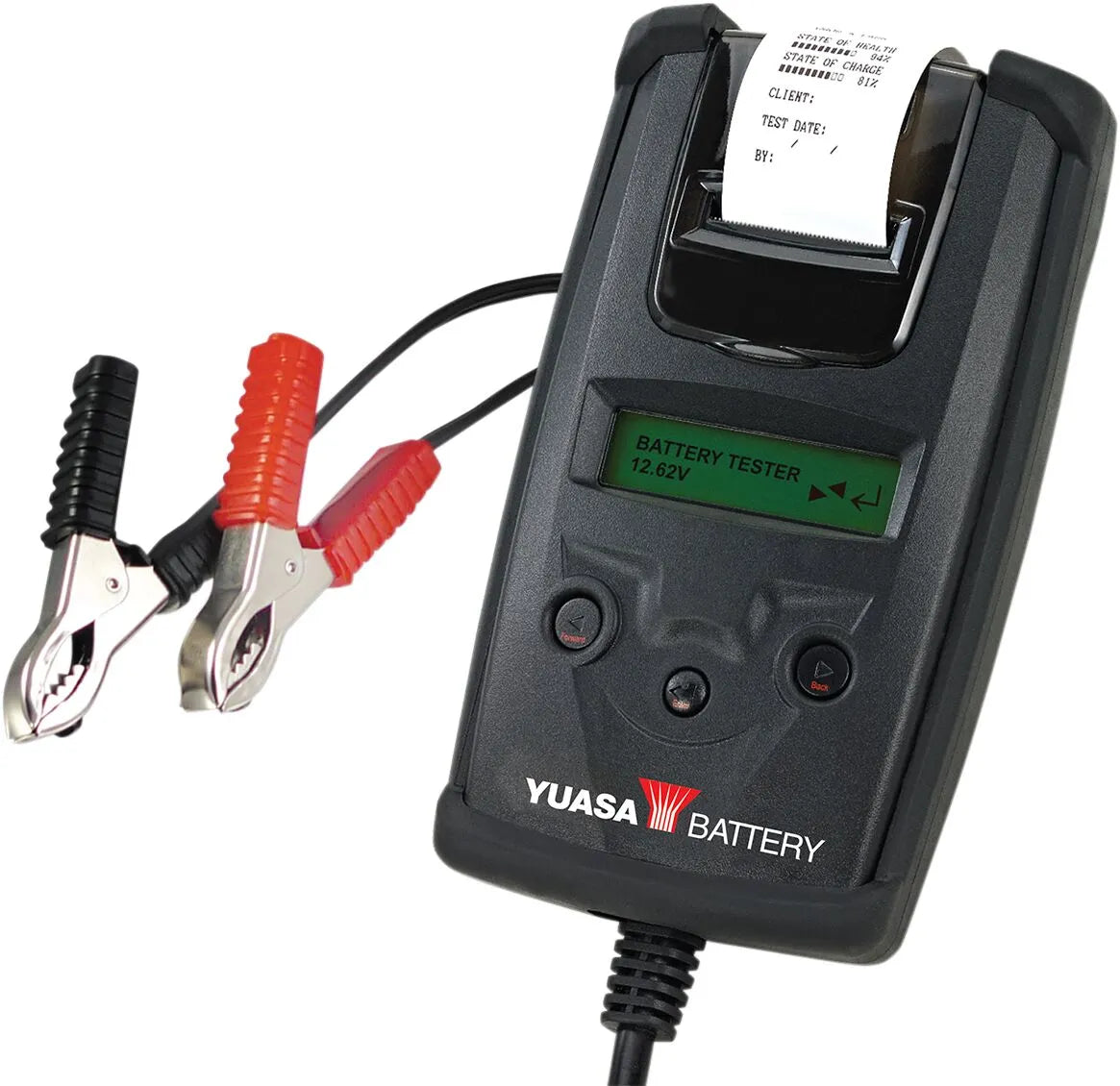 Yuasa Digital Battery Tester with Printer Black 12V Powersports