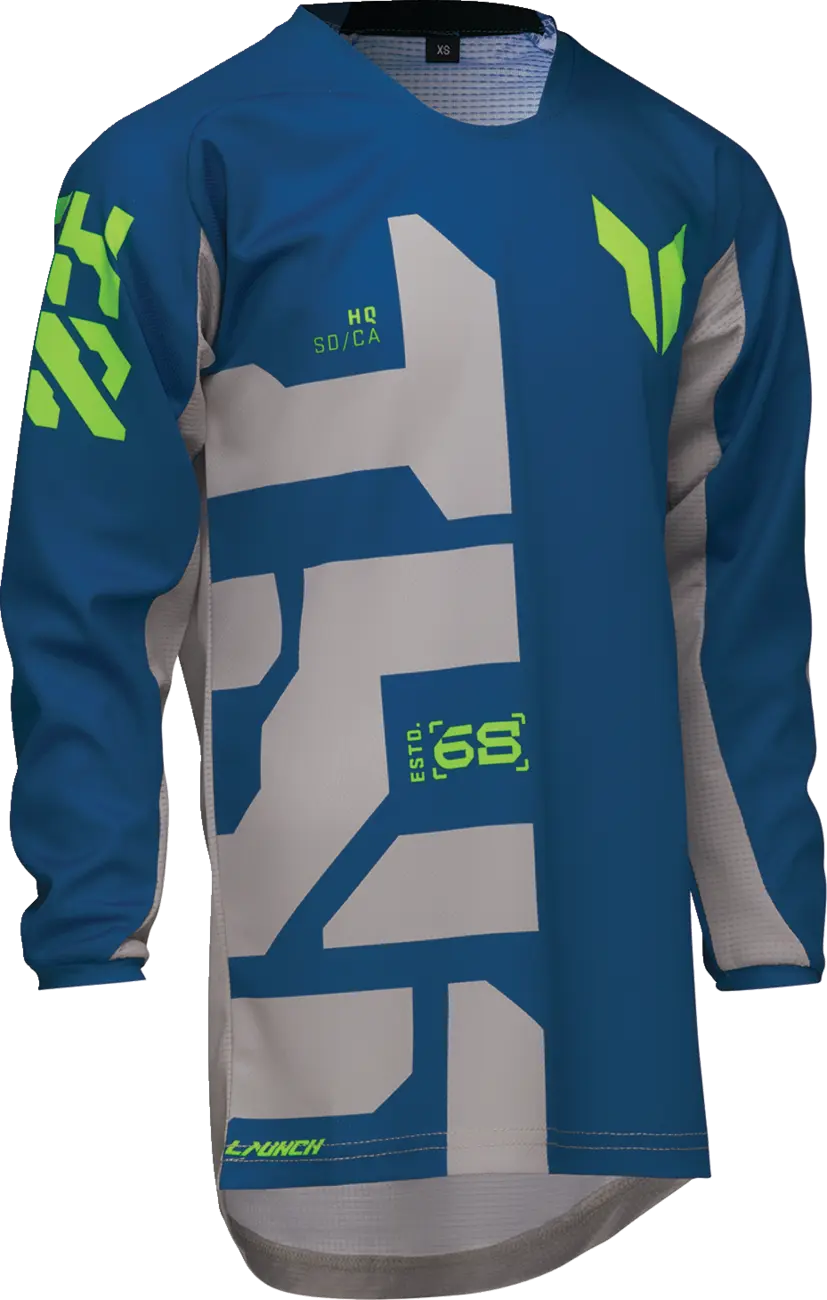 Thor Youth Launchmode Forge Jersey - Blue, Gray, Fluorescent Yellow