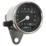 MCS Mini speedo 2:1 kmh - with tripmeter chrome