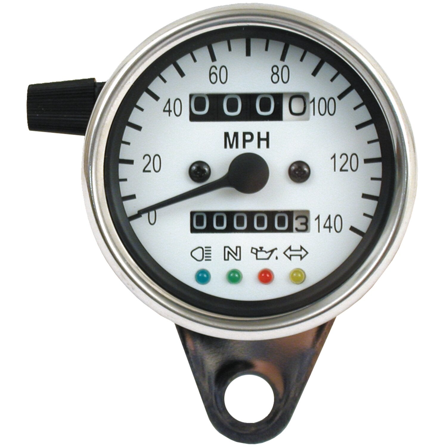 MCS LED mini speedo 2:1 mph - Chrome with white face plate