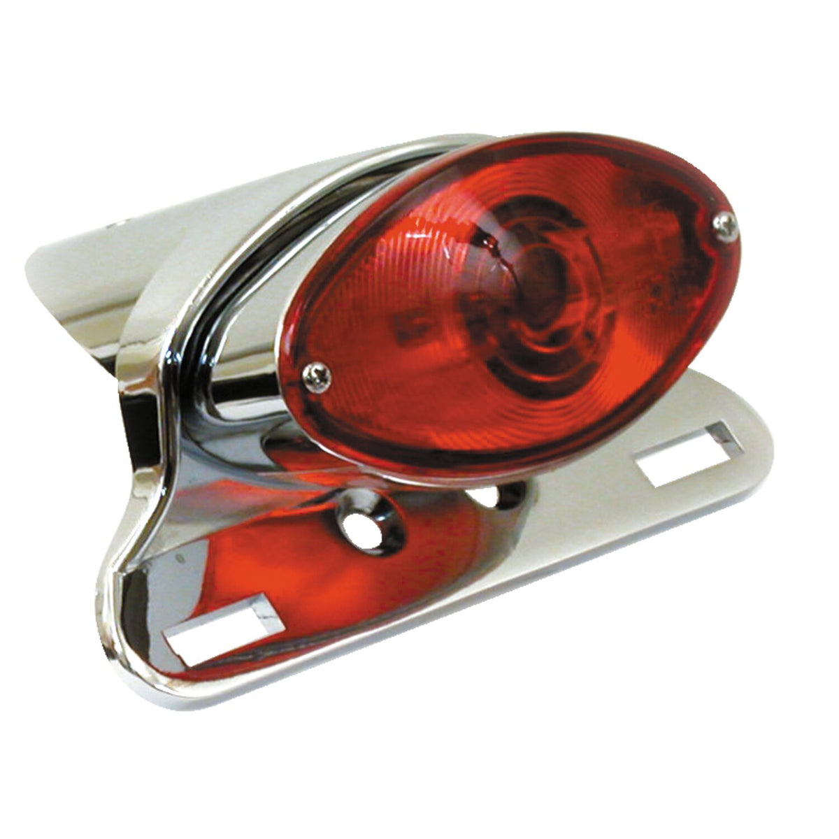 MCS Cateye taillight - Die-cast housing w/bracket - Chrome