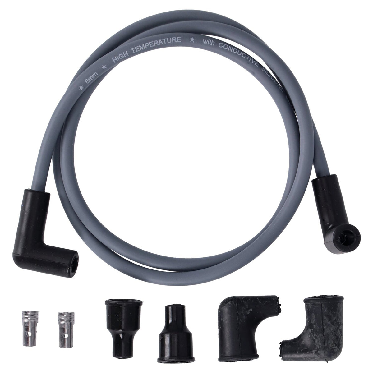 Dynatek univ - 8mm spark plug wire set 90° plug boot - Gray
