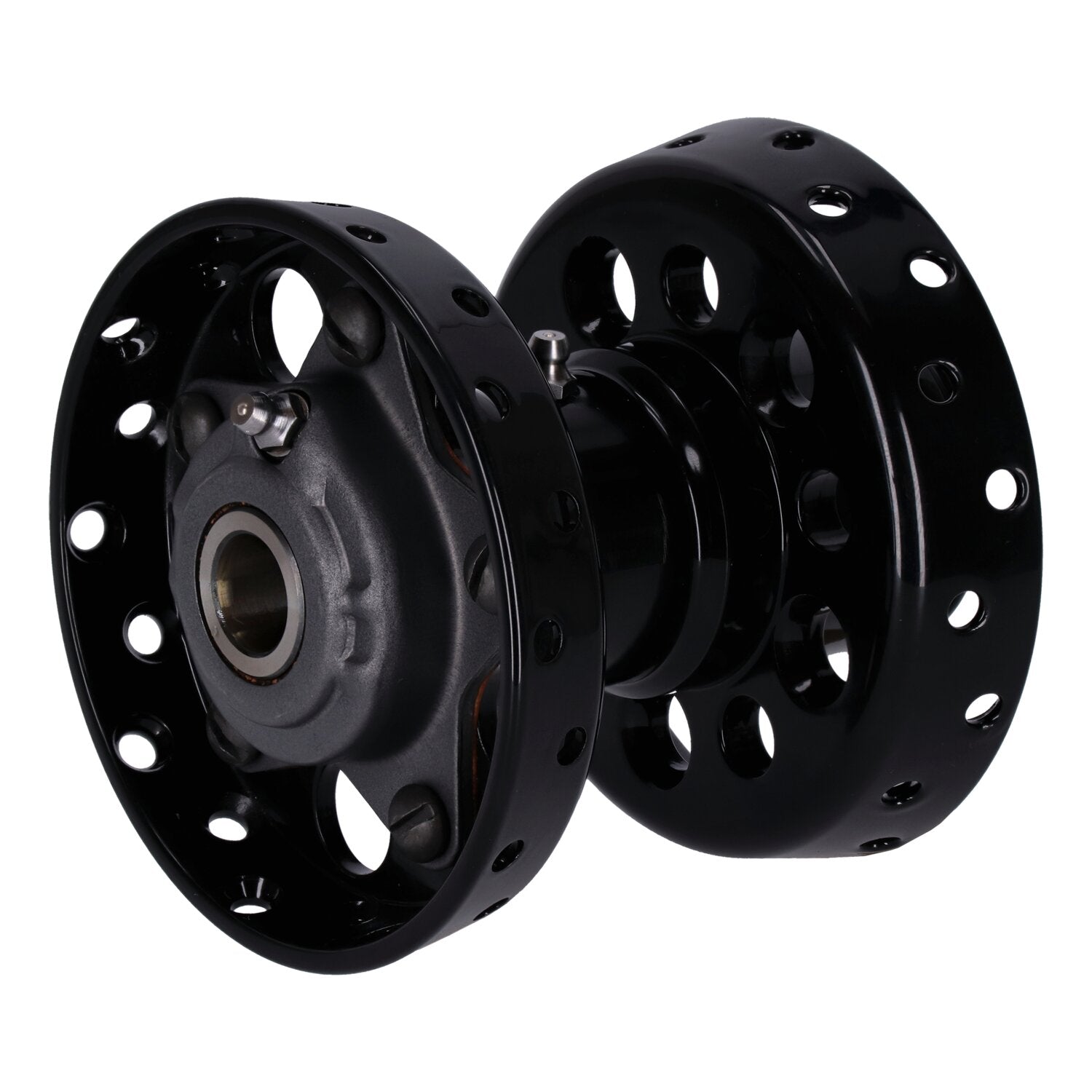 V-Twin Mfg Custom Star hub for OEM axle - Black with chrome star