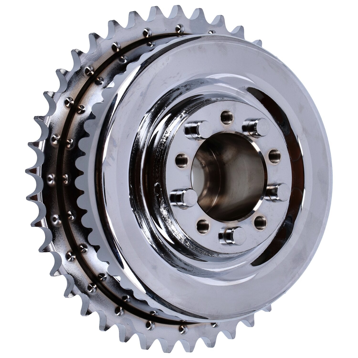 MCS 45" Flathead rear brake drum & sprocket - Chrome