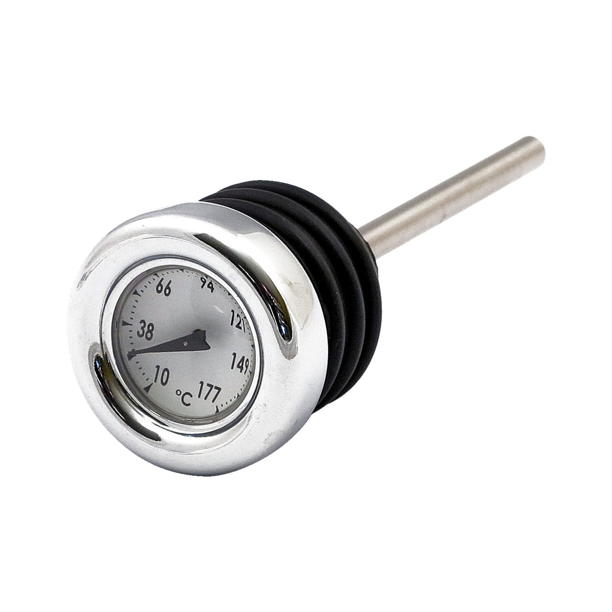 MCS Oil tank dipstick with temperature gauge - Chrome white face