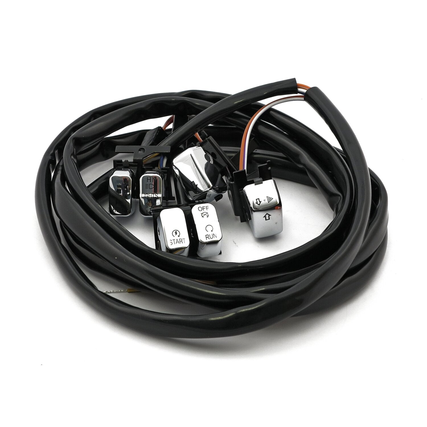MCS Handlebar switch & wiring kit - Standard - LED - Chrome