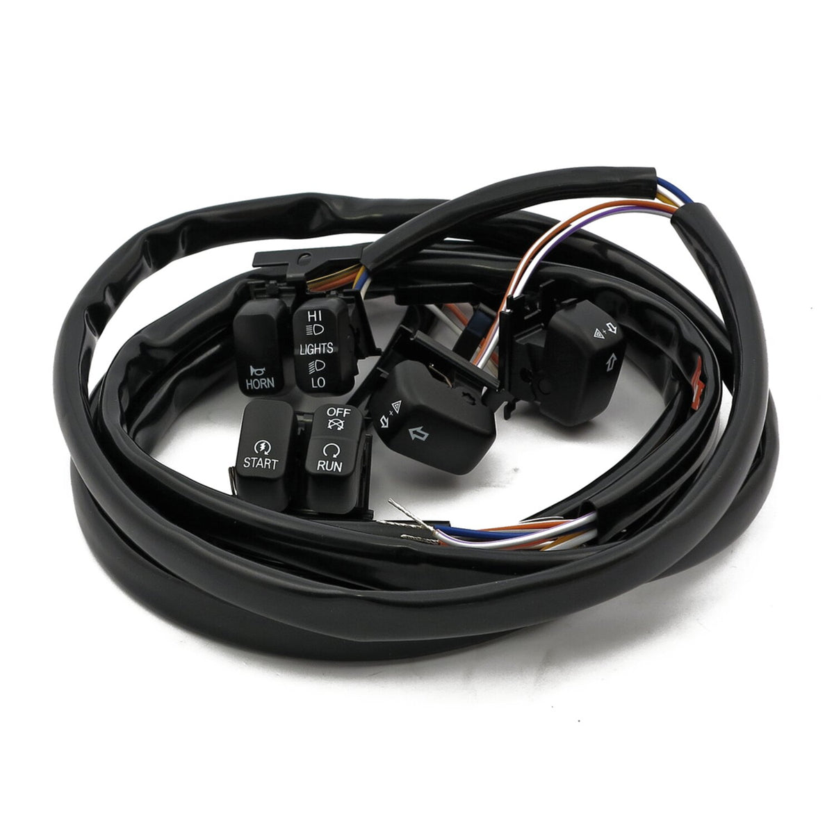 MCS Handlebar switch & wiring kit - Standard - LED - Black