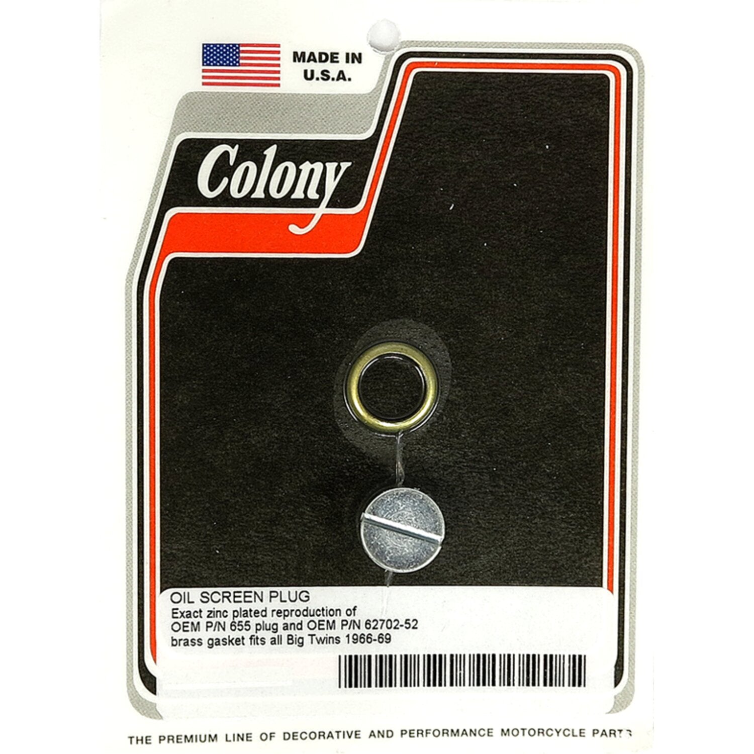 Colony OEM style slotted plug oil screen crankcase - Zinc
