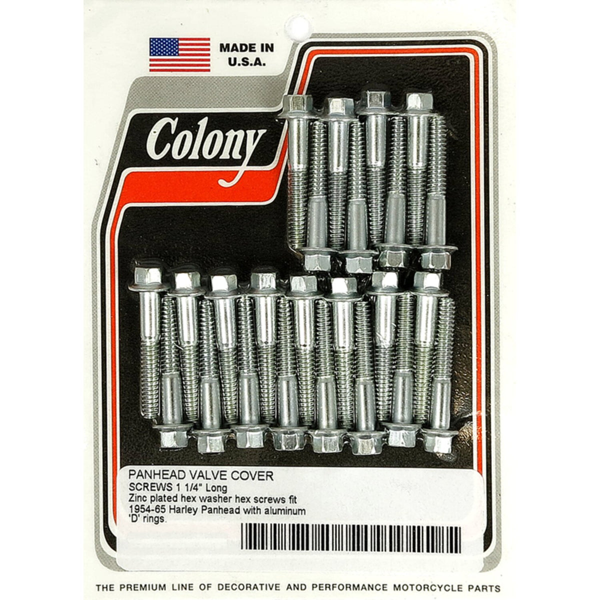 Colony Panhead rocker cover screw kit - Zinc hex - Long