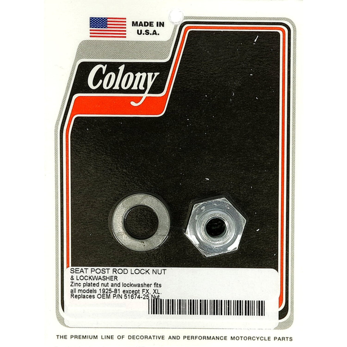 Colony seat post rod lock nut kit - Zinc