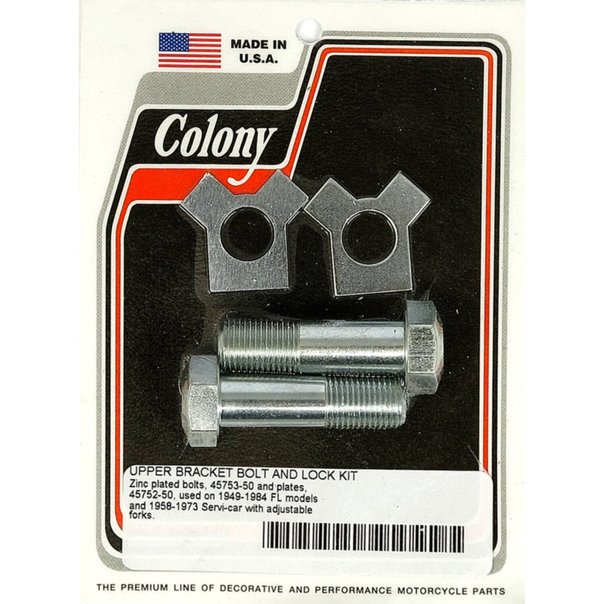 Colony FL adjustable upper bracket bolt & lock plate kit